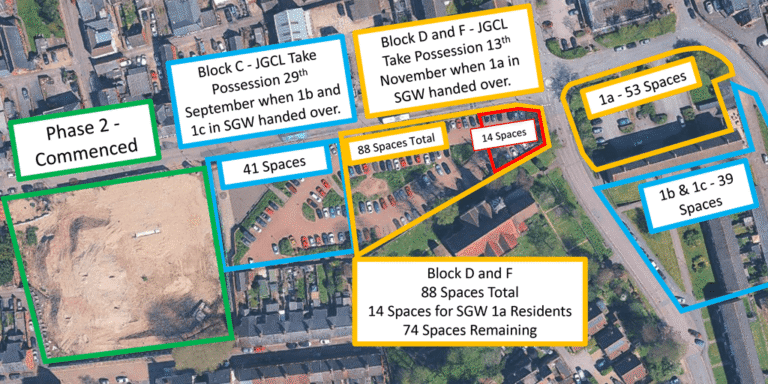 Map showing car park closures