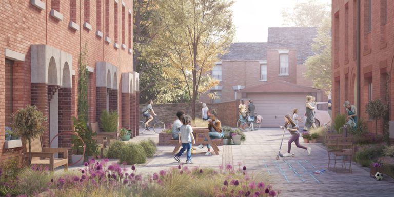 CGI image of play street in wolverton development